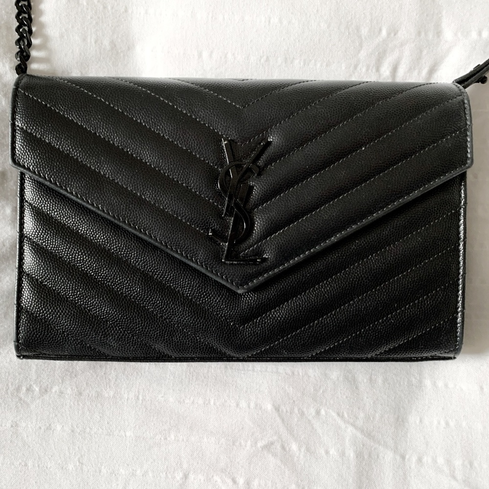 YSL Monogram Matelasse Leather Wallet-on-Chain